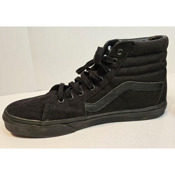 Vans Mens Sk8-Hi Skate Shoes Triple Black Solid 721356 Fabric High Top Size 11.5 - Picture 5 of 13